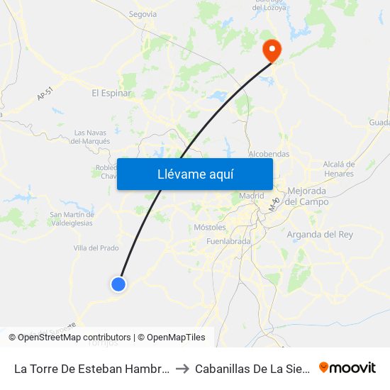 La Torre De Esteban Hambrán to Cabanillas De La Sierra map