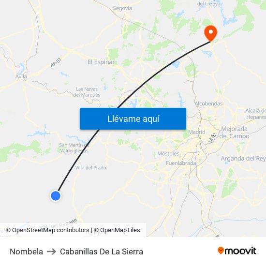 Nombela to Cabanillas De La Sierra map