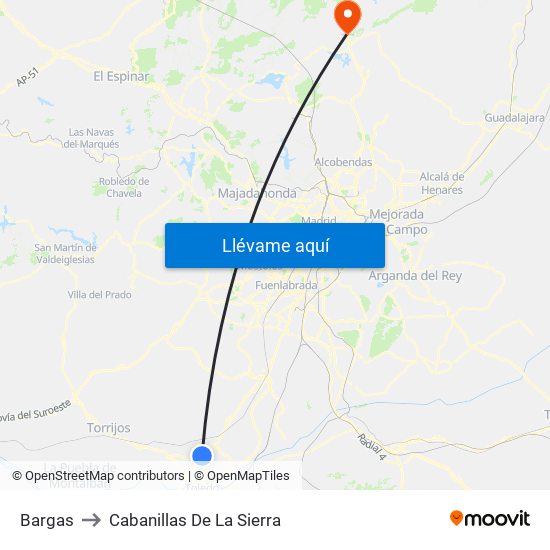 Bargas to Cabanillas De La Sierra map