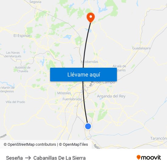 Seseña to Cabanillas De La Sierra map