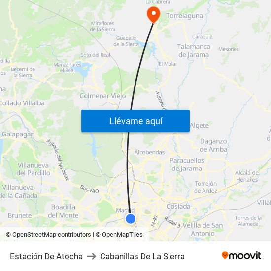 Estación De Atocha to Cabanillas De La Sierra map