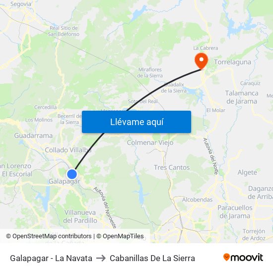 Galapagar - La Navata to Cabanillas De La Sierra map