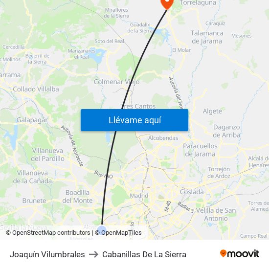 Joaquín Vilumbrales to Cabanillas De La Sierra map