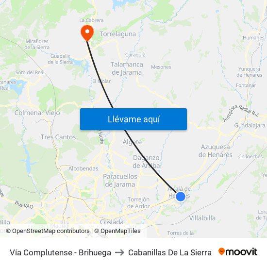 Vía Complutense - Brihuega to Cabanillas De La Sierra map