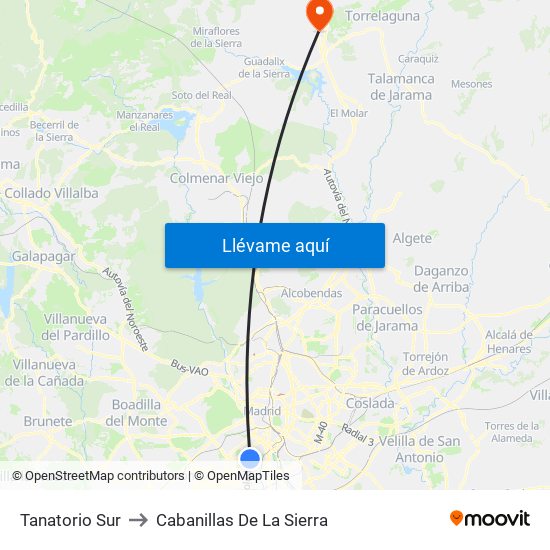Tanatorio Sur to Cabanillas De La Sierra map