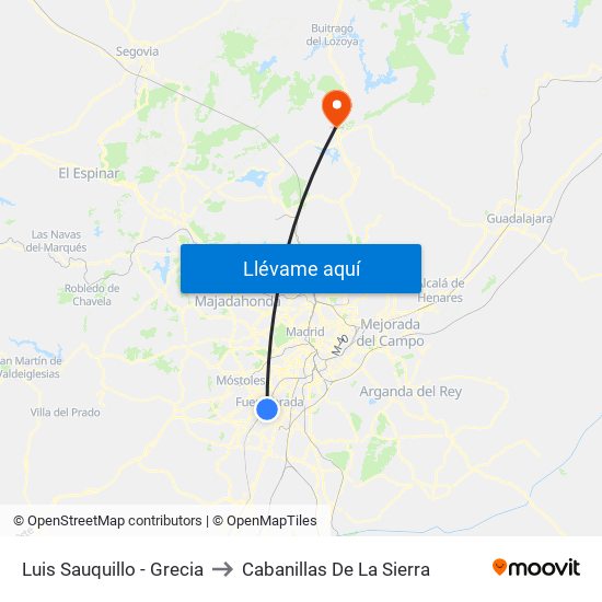 Luis Sauquillo - Grecia to Cabanillas De La Sierra map