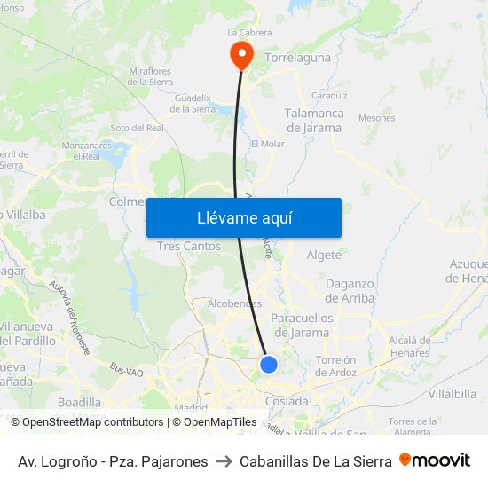 Av. Logroño - Pza. Pajarones to Cabanillas De La Sierra map