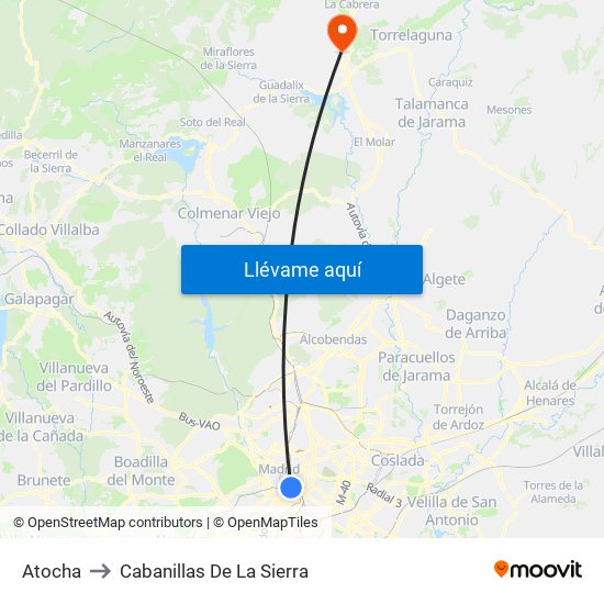Atocha to Cabanillas De La Sierra map