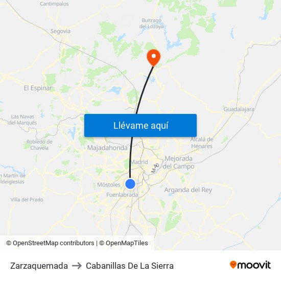 Zarzaquemada to Cabanillas De La Sierra map