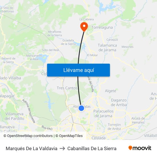 Marqués De La Valdavia to Cabanillas De La Sierra map