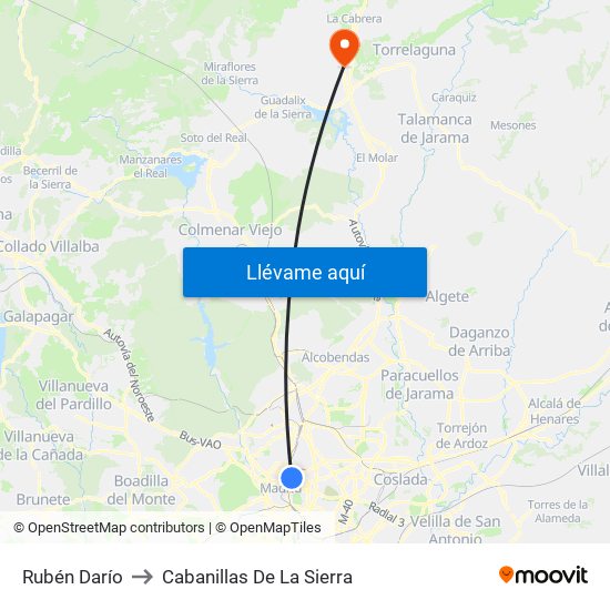 Rubén Darío to Cabanillas De La Sierra map