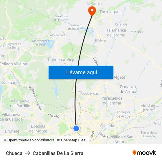 Chueca to Cabanillas De La Sierra map