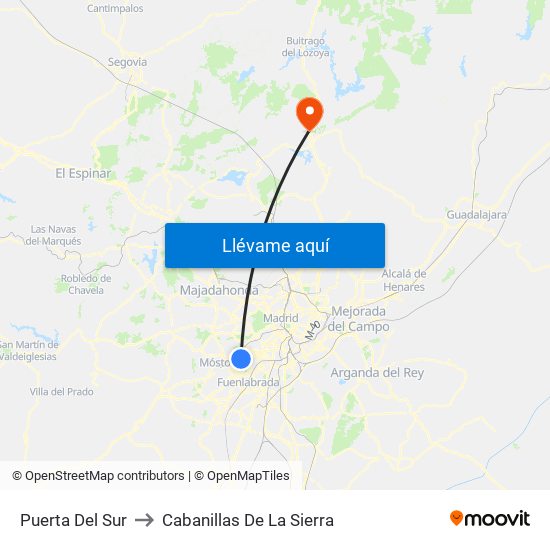 Puerta Del Sur to Cabanillas De La Sierra map
