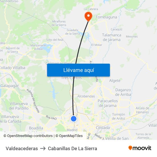 Valdeacederas to Cabanillas De La Sierra map