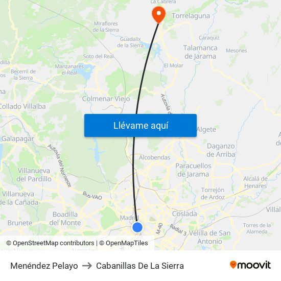 Menéndez Pelayo to Cabanillas De La Sierra map