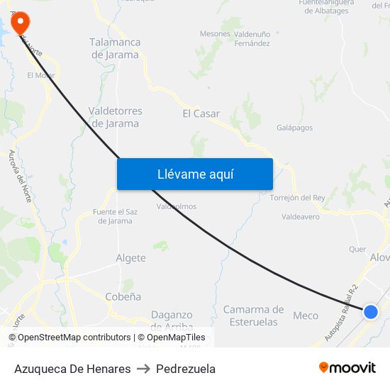 Azuqueca De Henares to Pedrezuela map