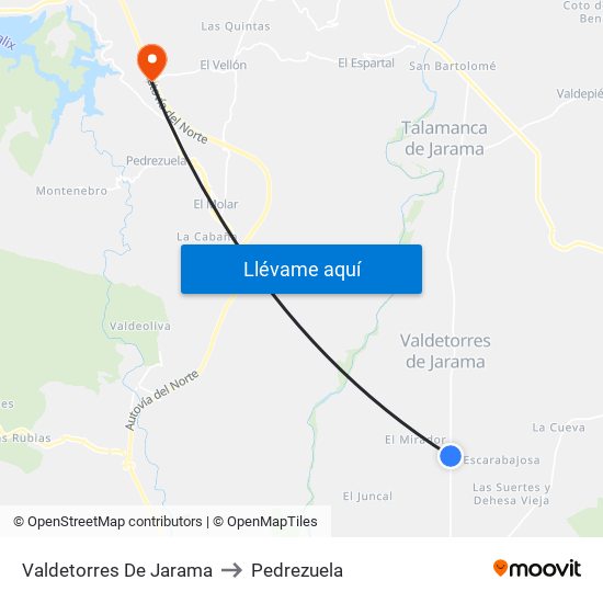 Valdetorres De Jarama to Pedrezuela map