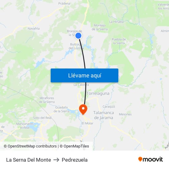 La Serna Del Monte to Pedrezuela map