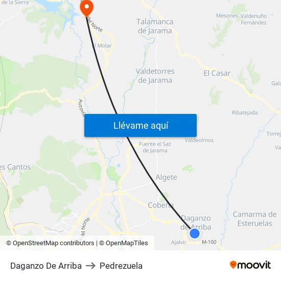 Daganzo De Arriba to Pedrezuela map