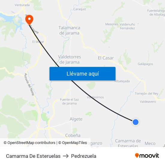 Camarma De Esteruelas to Pedrezuela map