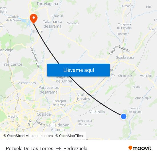 Pezuela De Las Torres to Pedrezuela map
