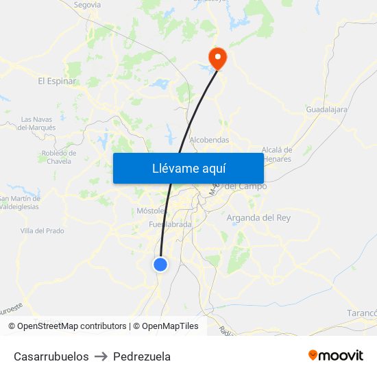 Casarrubuelos to Pedrezuela map