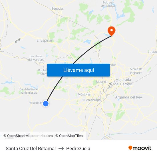 Santa Cruz Del Retamar to Pedrezuela map
