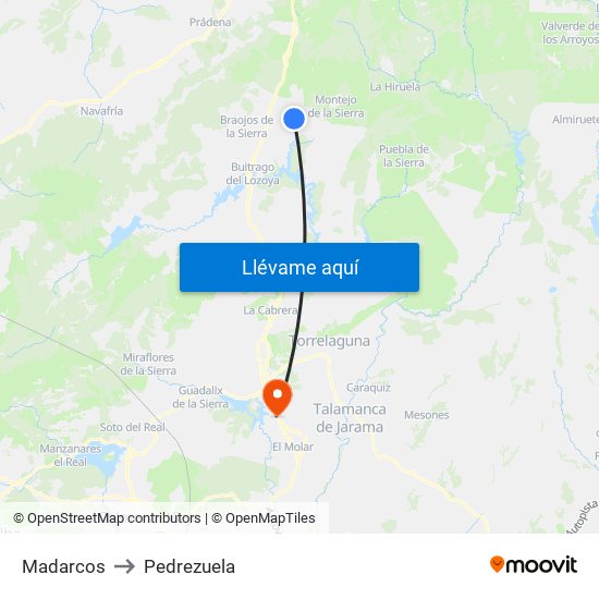 Madarcos to Pedrezuela map