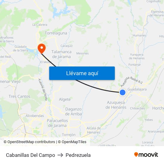 Cabanillas Del Campo to Pedrezuela map