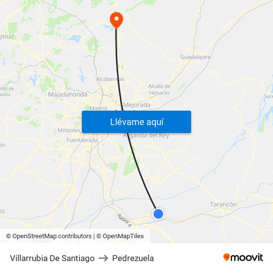 Villarrubia De Santiago to Pedrezuela map