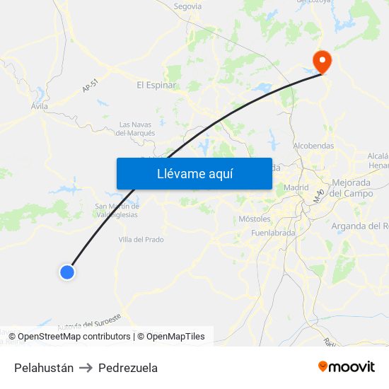 Pelahustán to Pedrezuela map