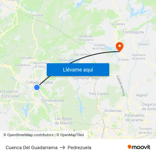 Cuenca Del Guadarrama to Pedrezuela map