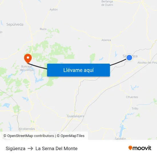 Sigüenza to La Serna Del Monte map