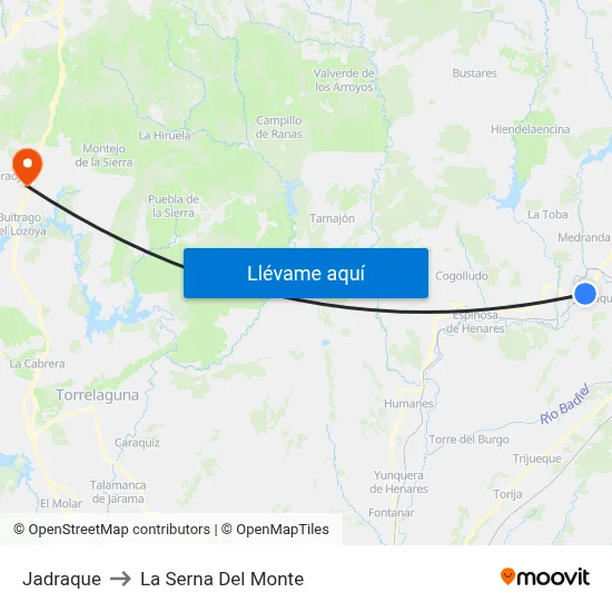 Jadraque to La Serna Del Monte map