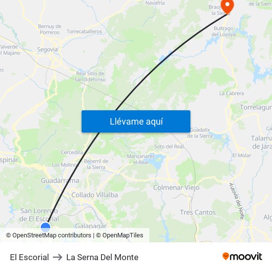 El Escorial to La Serna Del Monte map