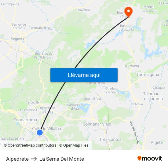 Alpedrete to La Serna Del Monte map