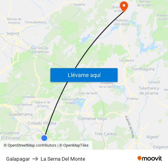 Galapagar to La Serna Del Monte map