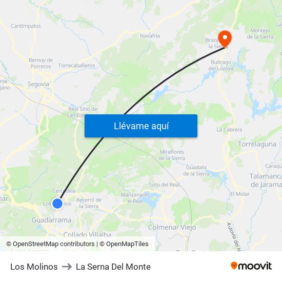 Los Molinos to La Serna Del Monte map