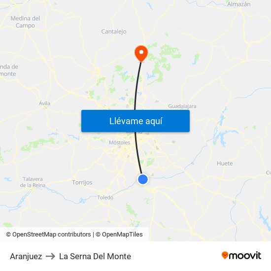 Aranjuez to La Serna Del Monte map