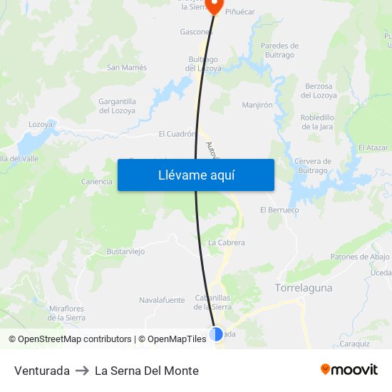 Venturada to La Serna Del Monte map