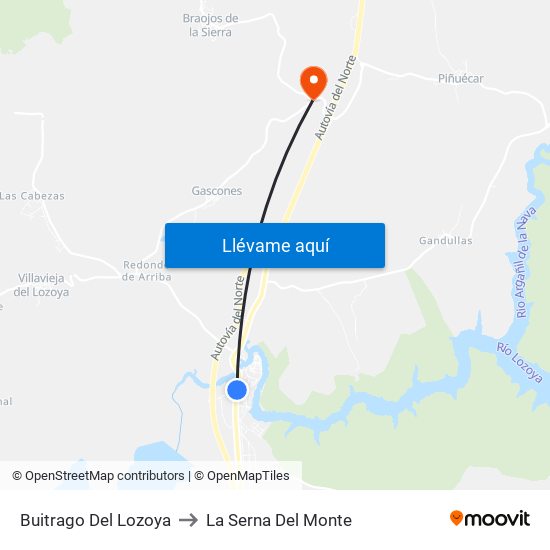Buitrago Del Lozoya to La Serna Del Monte map