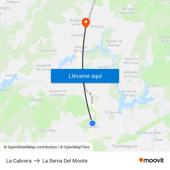 La Cabrera to La Serna Del Monte map