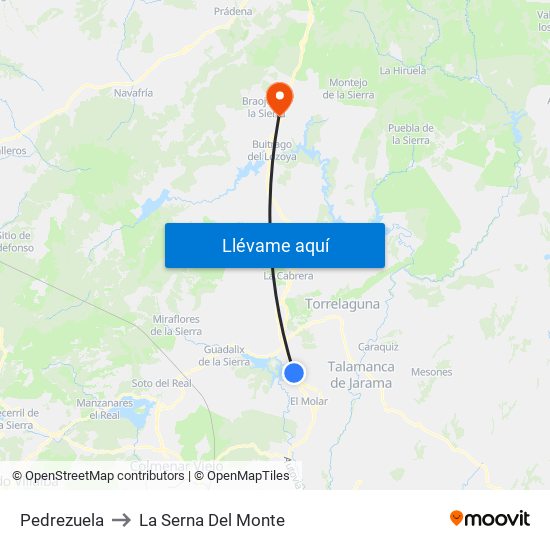 Pedrezuela to La Serna Del Monte map