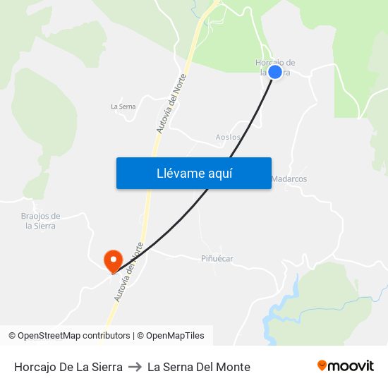 Horcajo De La Sierra to La Serna Del Monte map