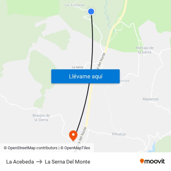 La Acebeda to La Serna Del Monte map