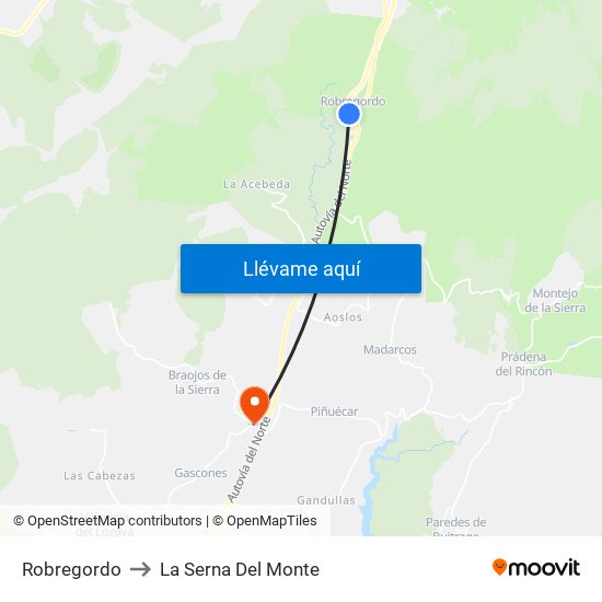 Robregordo to La Serna Del Monte map