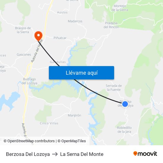 Berzosa Del Lozoya to La Serna Del Monte map