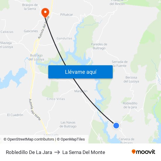 Robledillo De La Jara to La Serna Del Monte map