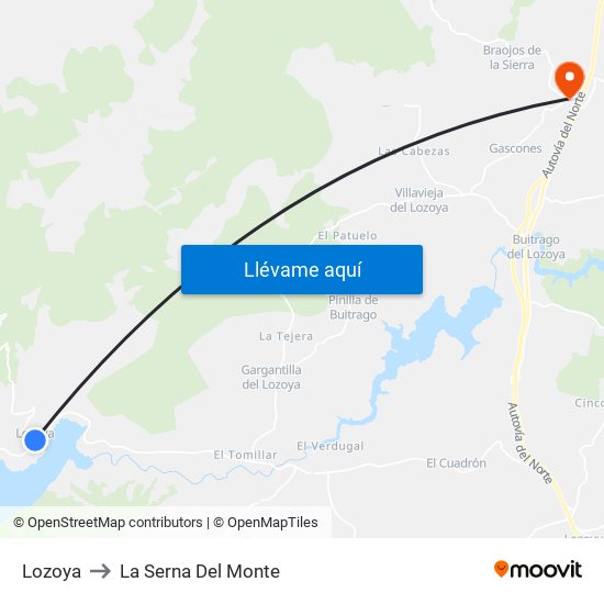 Lozoya to La Serna Del Monte map