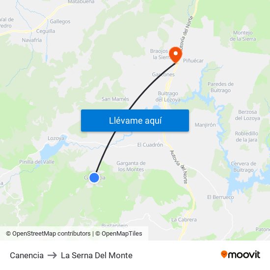 Canencia to La Serna Del Monte map
